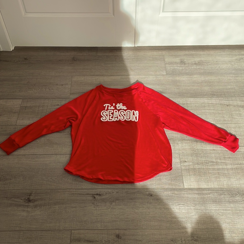 Red long sleeve holiday shirt. Pajamas.